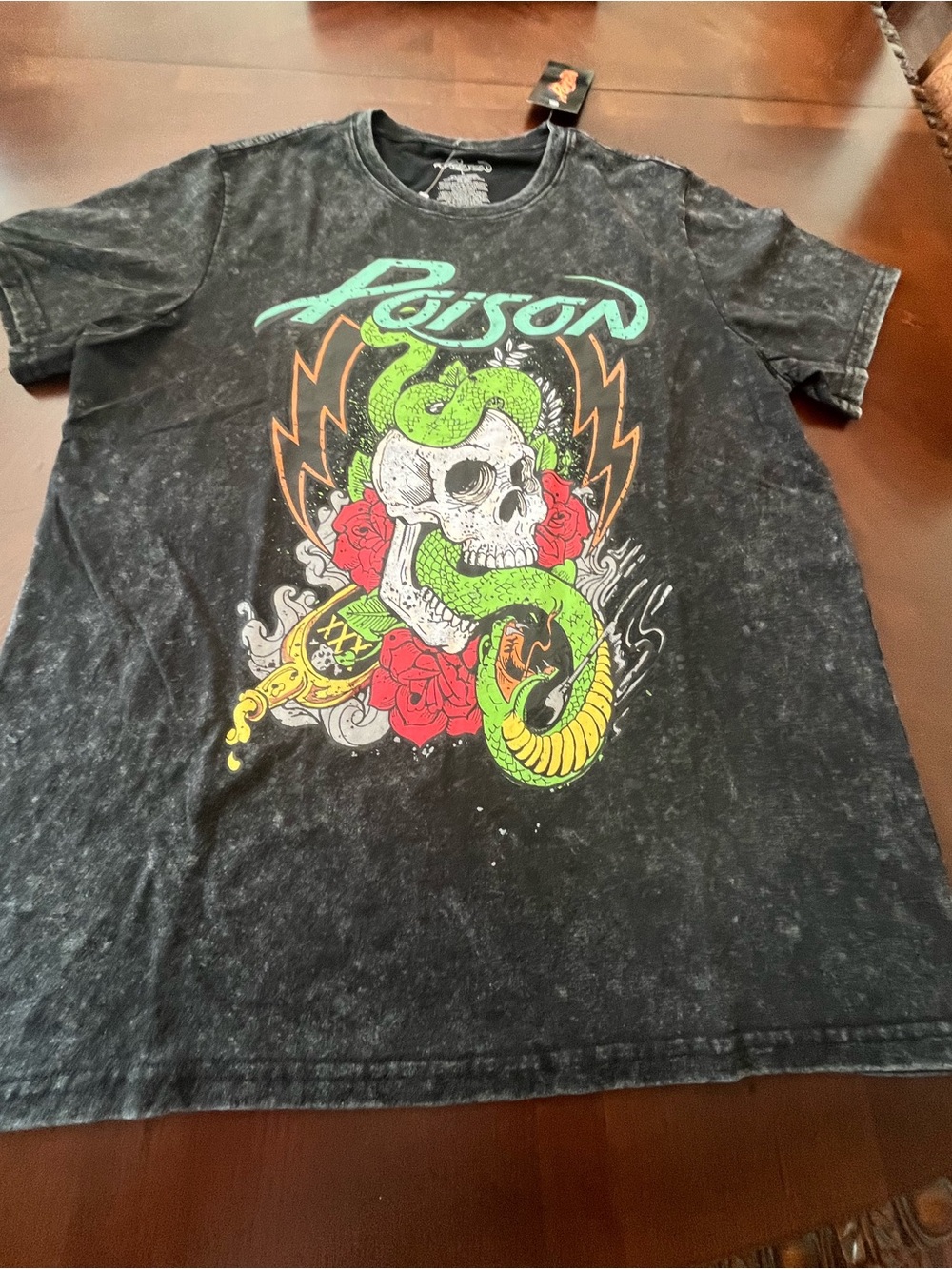 Poison Graphic Short Sleeve Tee - Black with Green & Red Print